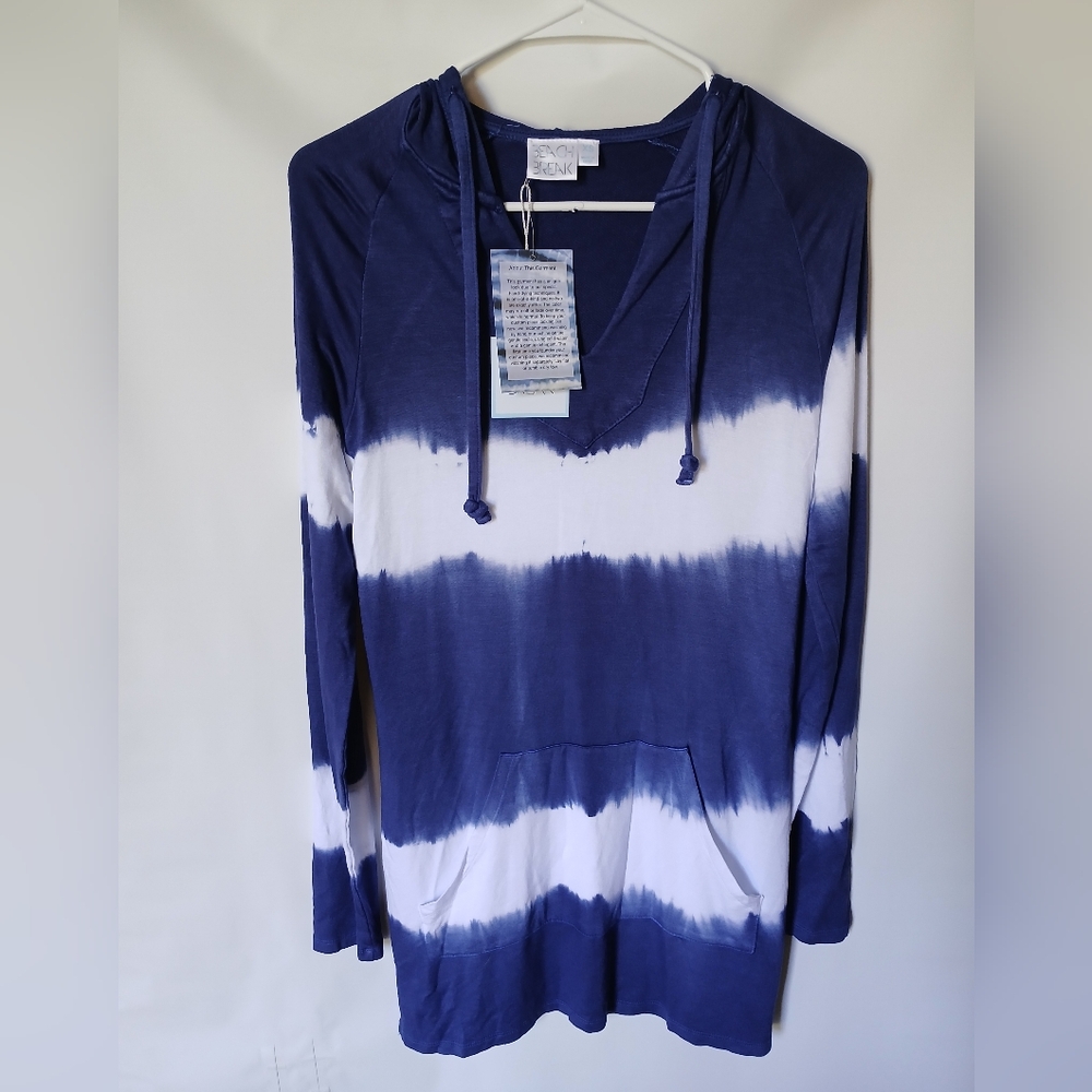 Beach Break Womens Hoodie Cover-Up Dress Size XS Color Blue White